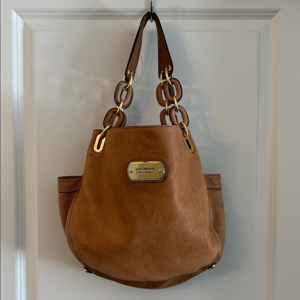 Liz Claiborne Brown Shoulder Bag with Gold Accents